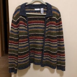 Stripped Zip-Up Sweater